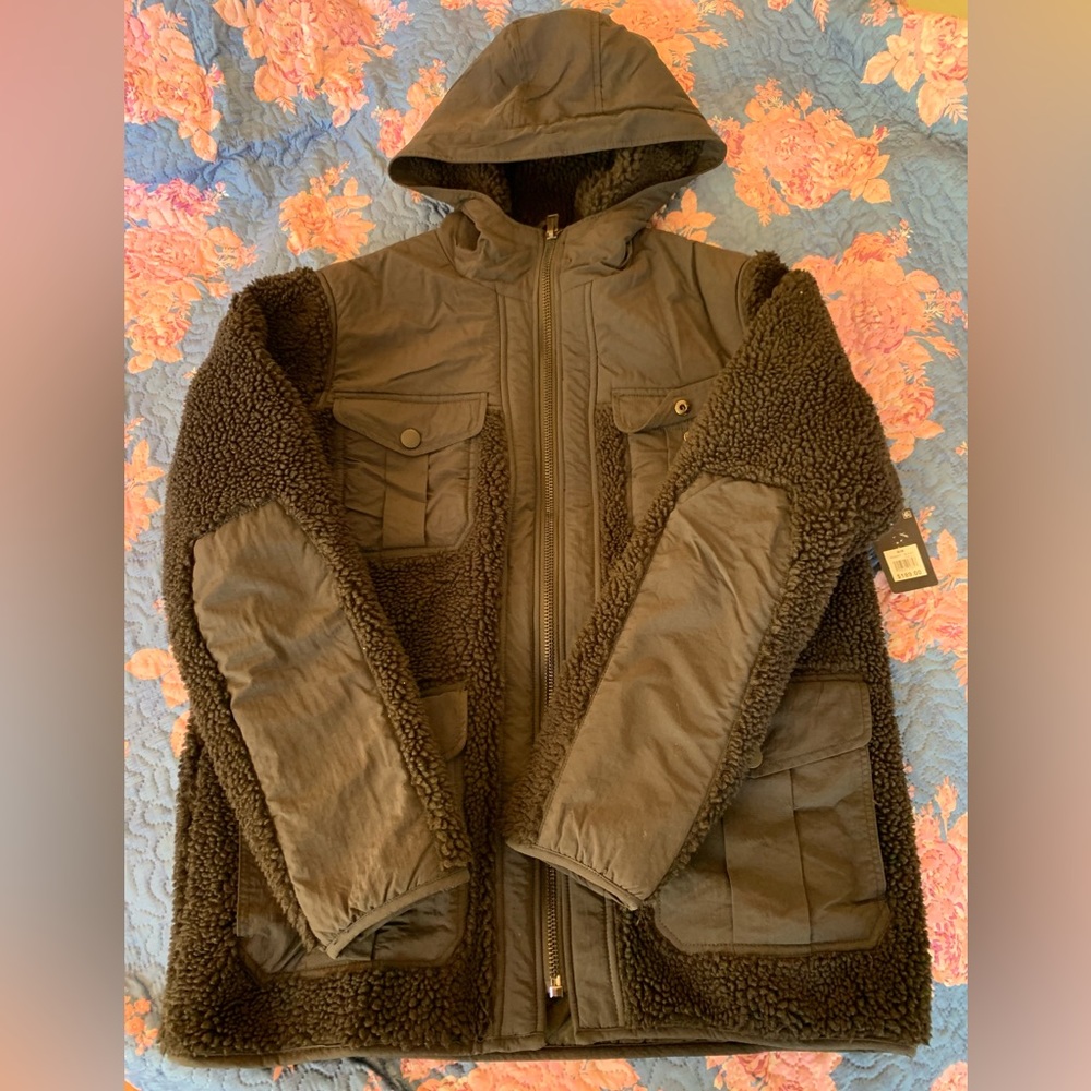 Lucky Brand Coat - Mens - Zip Up W/ Hood - Nylon, Poly, Acrylic ( Size Medium)